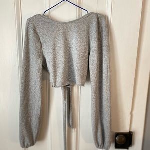 Shein Long Sleeve Cropped Open Back Top!